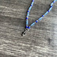 Load image into Gallery viewer, Blue Iridescent Cross Necklace