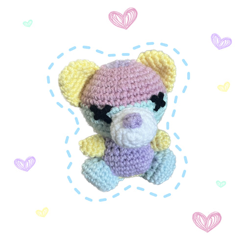 Pastel Multicolor Crochet Bear Plush