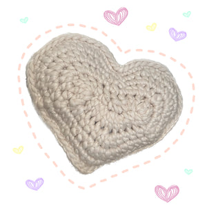 Soft Cream Crochet Heart Pillow