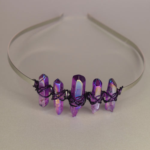 Purple Angel Aura Quartz Crystal Headband