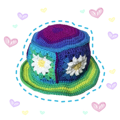 Daisy Mood Crochet Bucket Hat Loose-Fit