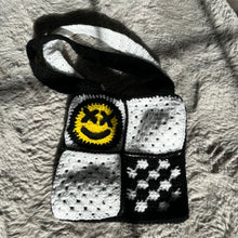 Load image into Gallery viewer, Black &amp; White Smiley Crochet Tote