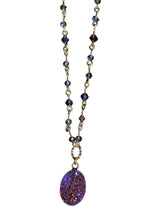 Load image into Gallery viewer, Purple/Blue Druzy Crystal Necklace
