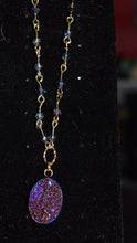 Load image into Gallery viewer, Purple/Blue Druzy Crystal Necklace