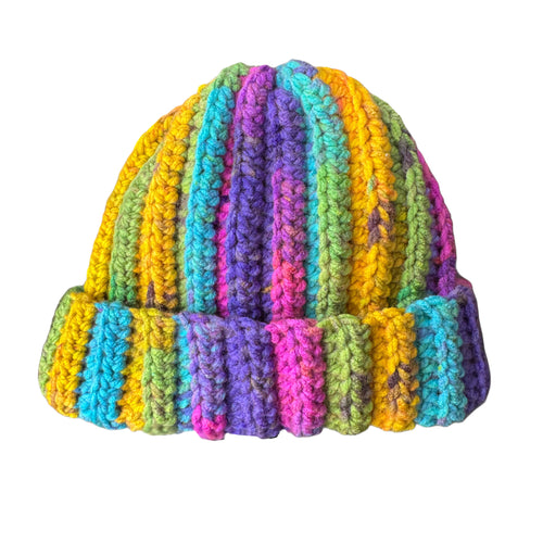 Bright Patchwork Crochet Beanie