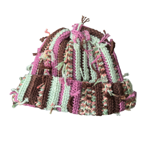 Berry Minty Patchwork Crochet Beanie