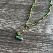 Load image into Gallery viewer, Emerald Dreams Iridescent Butterfly Necklace