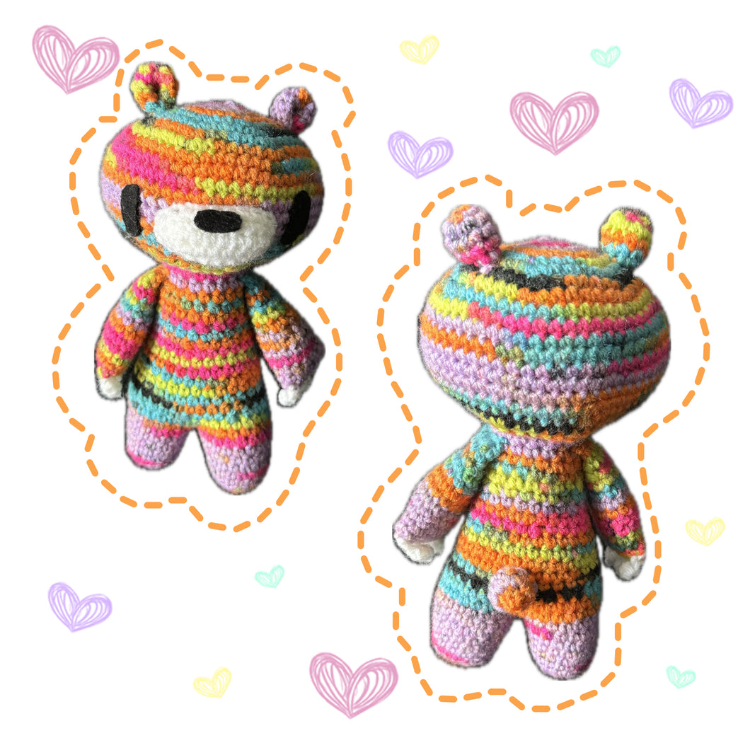 Bright Rainbow Gloom Bear Small Crochet Plush