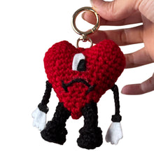 Load image into Gallery viewer, Sad Heart Crochet Plush Keychain