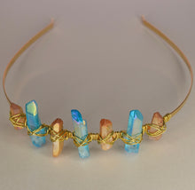 Load image into Gallery viewer, Blue &amp; Orange Angel Aura Quartz Crystal Headband